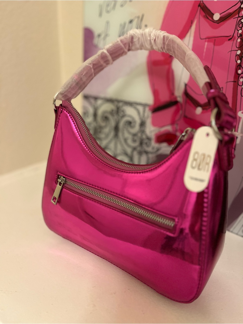 8 Other Reasons Metallic Barbie Hot Pink Shoulder Bag